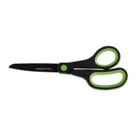 UNIVERSAL Universal One Industrial Scissors, 8" Length, Straight, Black Carbon Coated Blades, Black/Blue UNV92021***